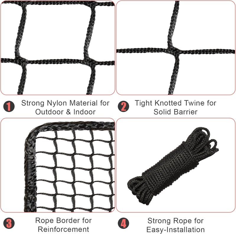 Storgem Baseball Softball Backstop Nets, Sports Netting, Sports Barrier Netting, Heavy Duty Sports Nets Netting Knotless for Playing Field, Backyard or Garage - Image 4